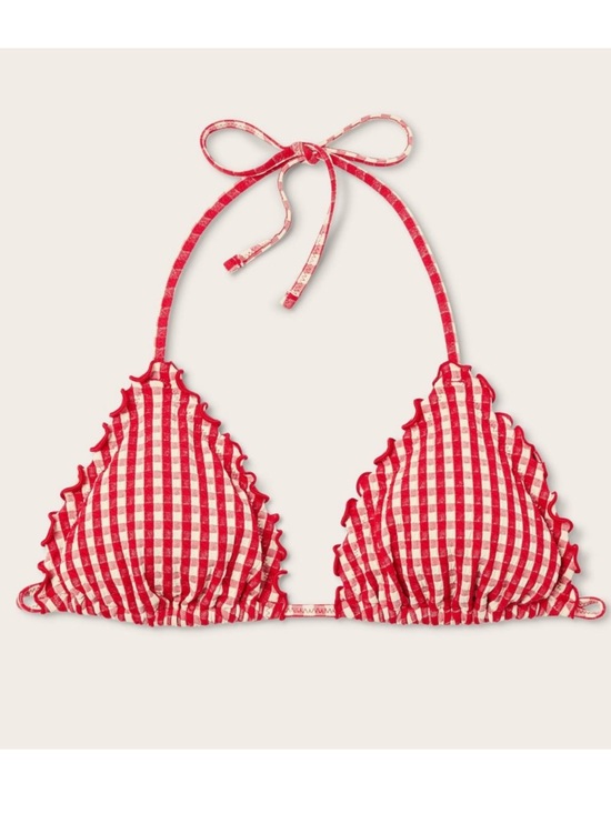 parke x target Other - Women's Lettuce Edge Triangle Bikini Top - Parke x Target Red Gingham Check XS